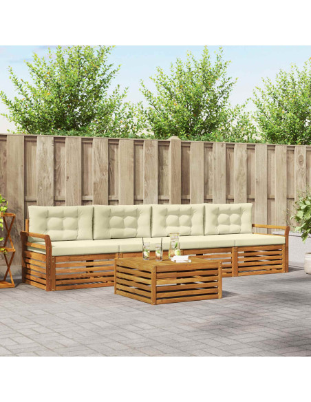 Set di divani con cuscino 5 pcs Naturale e Crema
