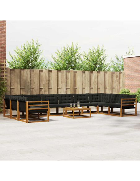 Set di divani con cuscino 11 pcs Naturale e Nero