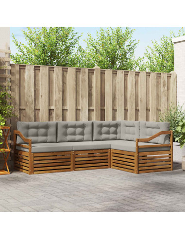 Set di divani con cuscino 13 pcs Grigio Naturale e Chiaro