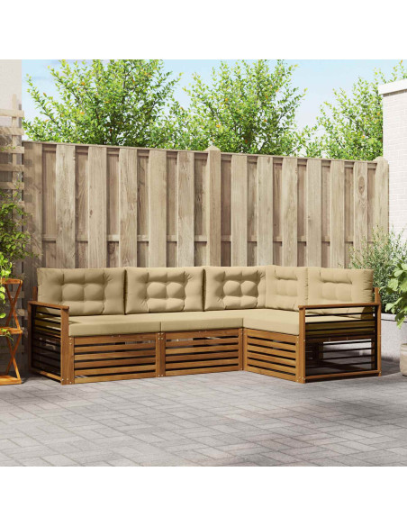 Set di divani con cuscino 4 pcs Naturale e Beige