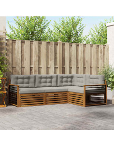 Set di divani con cuscino 13 pcs Grigio Naturale e Chiaro