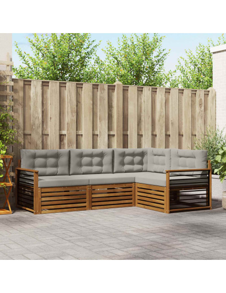 Set di divani con cuscino 13 pcs Grigio Naturale e Chiaro