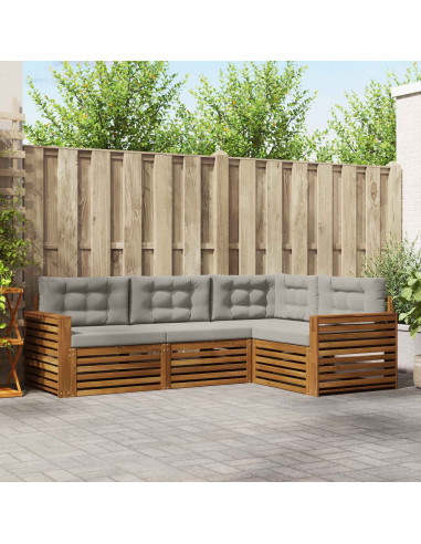 Set di divani con cuscino 13 pcs Grigio Naturale e Chiaro