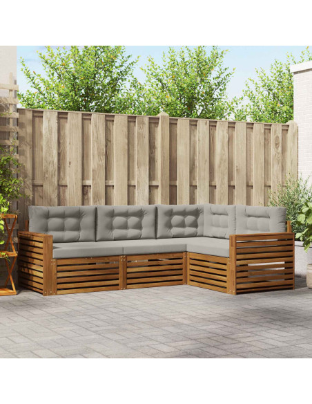 Set di divani con cuscino 13 pcs Grigio Naturale e Chiaro