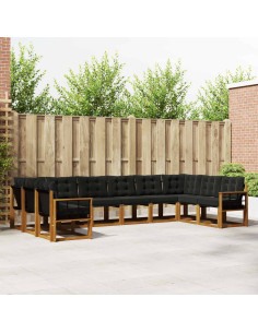 Set di divani con cuscino 10 pcs Naturale e Nero