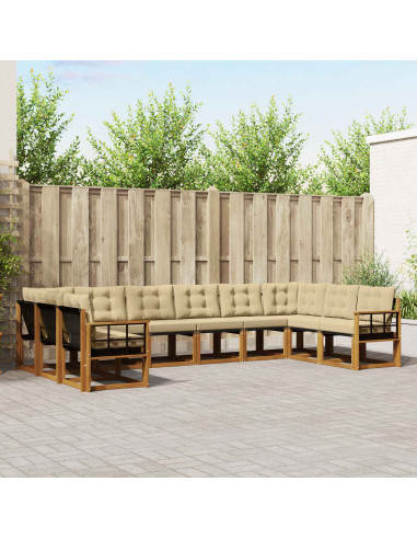 Set di divani con cuscino 10 pcs Naturale e Beige