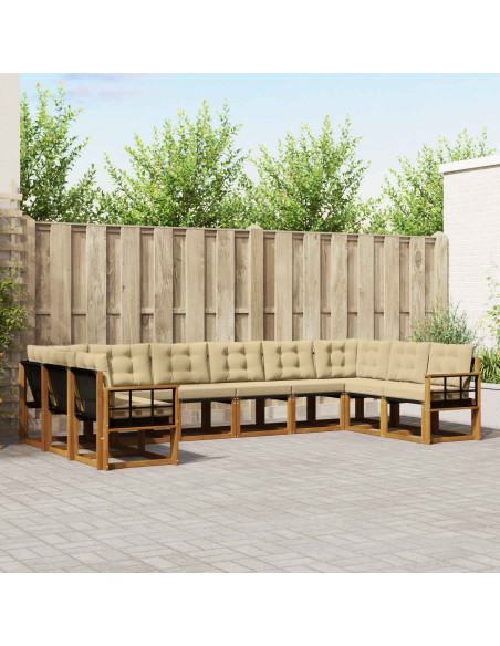 Set di divani con cuscino 10 pcs Naturale e Beige