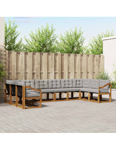 Set di divani con cuscino 10 pcs Grigio Naturale e Chiaro