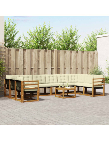 Set di divani con cuscino 11 pcs Naturale e Crema