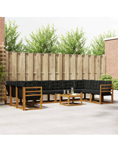 Set di divani con cuscino 11 pcs Naturale e Nero
