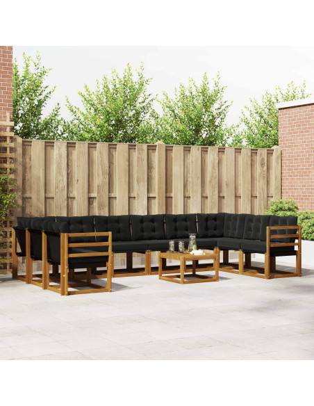 Set di divani con cuscino 11 pcs Naturale e Nero