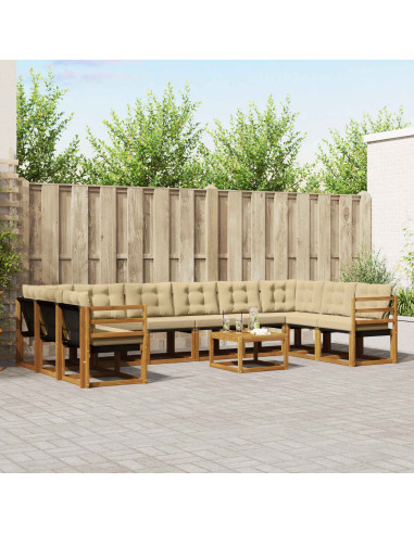 Set di divani con cuscino 11 pcs Naturale e Beige