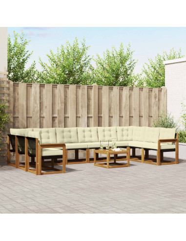Set di divani con cuscino 11 pcs Naturale e Crema