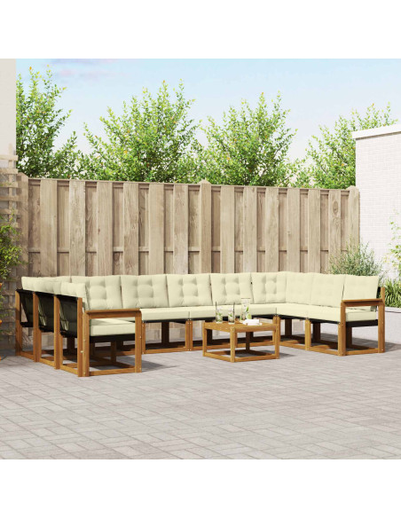 Set di divani con cuscino 11 pcs Naturale e Crema
