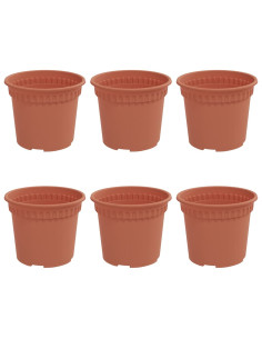 Vaso Rotondo per Fiori 6 pcs Rosso Mattone Ø 12,5 x 10 cm 2