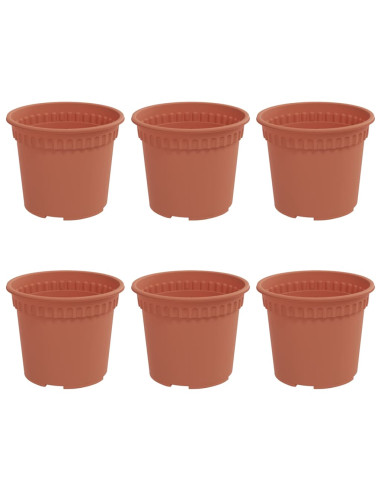Vaso Rotondo per Fiori 6 pcs Rosso Mattone Ø 12,5 x 10 cm