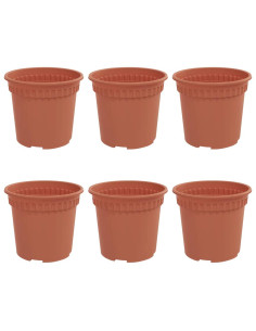 Vaso Rotondo per Fiori 6 pcs Rosso Mattone Ø 15 x 12 cm 2