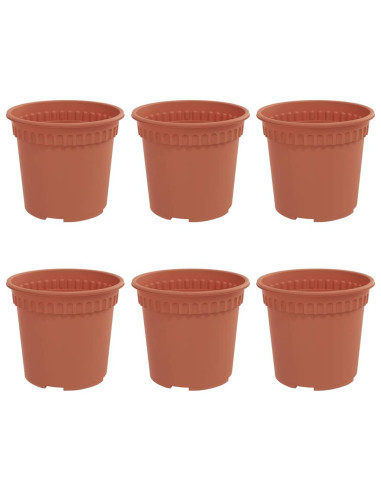 Vaso Rotondo per Fiori 6 pcs Rosso Mattone Ø 15 x 12 cm