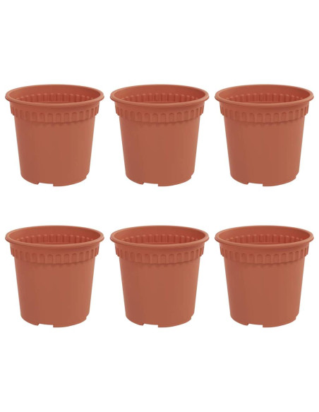 Vaso Rotondo per Fiori 6 pcs Rosso Mattone Ø 15 x 12 cm