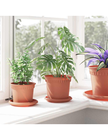 Vaso Rotondo per Fiori 6 pcs Rosso Mattone Ø 15 x 12 cm