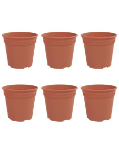 Vaso Rotondo per Fiori 6 pcs Rosso Mattone Ø 17 x 14 cm 2