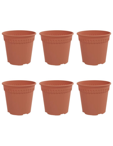 Vaso Rotondo per Fiori 6 pcs Rosso Mattone Ø 19 x 16 cm