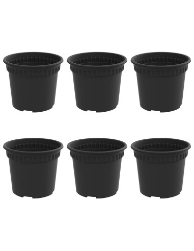 Vaso Rotondo per Fiori 6 pcs Nero Ø 12,5 x 10 cm Plastica