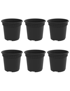 Vaso Rotondo per Fiori 6 pcs Nero Ø 15 x 12 cm Plastica 2