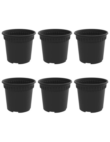 Vaso Rotondo per Fiori 6 pcs Nero Ø 15 x 12 cm Plastica