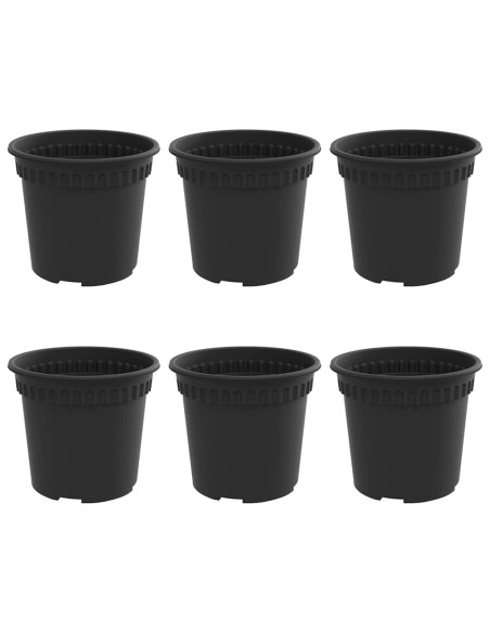 Vaso Rotondo per Fiori 6 pcs Nero Ø 15 x 12 cm Plastica