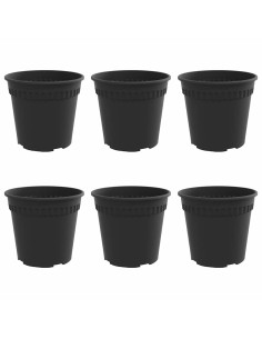 Vaso Rotondo per Fiori 6 pcs Nero Ø 19 x 16 cm Plastica 2