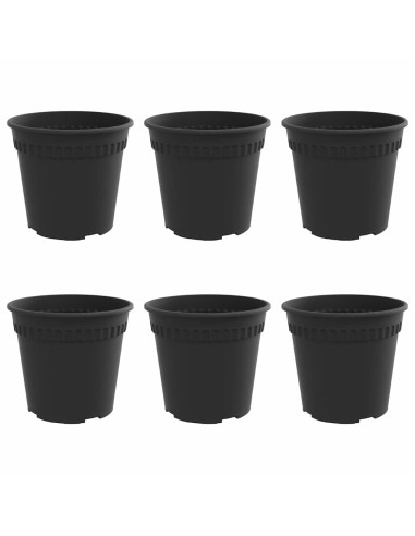 Vaso Rotondo per Fiori 6 pcs Nero Ø 19 x 16 cm Plastica