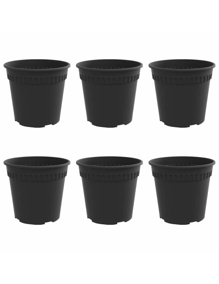 Vaso Rotondo per Fiori 6 pcs Nero Ø 19 x 16 cm Plastica