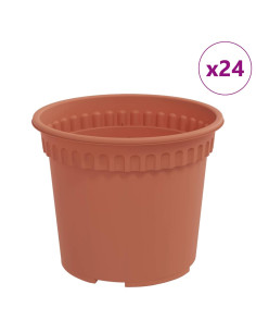 Vaso Rotondo per Fiori 24 pcs Rosso Mattone Ø 12,5 x 10 cm 2