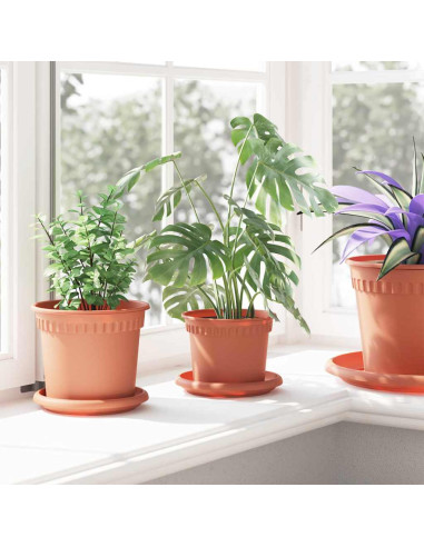 Vaso Rotondo per Fiori 24 pcs Rosso Mattone Ø 12,5 x 10 cm