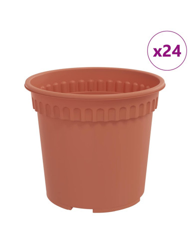 Vaso Rotondo per Fiori 24 pcs Rosso Mattone Ø 15 x 12 cm