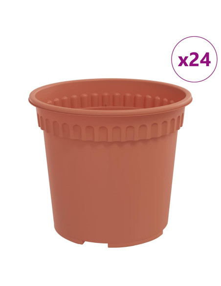 Vaso Rotondo per Fiori 24 pcs Rosso Mattone Ø 15 x 12 cm