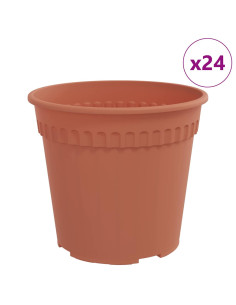 Vaso Rotondo per Fiori 24 pcs Rosso Mattone Ø 17 x 14 cm 2