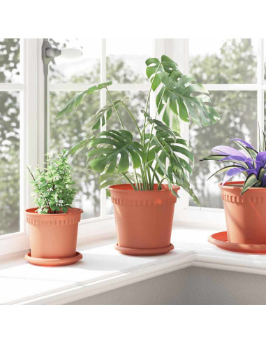 Vaso Rotondo per Fiori 24 pcs Rosso Mattone Ø 19 x 16 cm