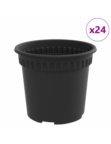 Vaso Rotondo per Fiori 24 pcs Nero Ø 15 x 12 cm Plastica