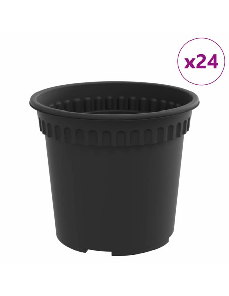 Vaso Rotondo per Fiori 24 pcs Nero Ø 15 x 12 cm Plastica