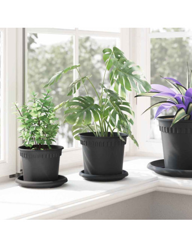 Vaso Rotondo per Fiori 24 pcs Nero Ø 15 x 12 cm Plastica