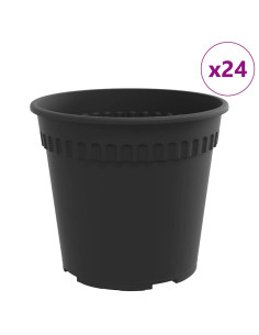 Vaso Rotondo per Fiori 24 pcs Nero Ø 19 x 16 cm Plastica 2