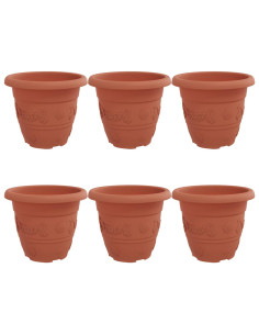 Vaso Rotondo per Fiori 6 pcs Rosso Mattone Ø 26 x 21.5 cm 2
