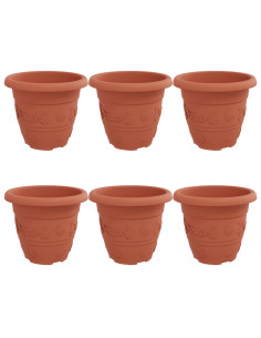 Vaso Rotondo per Fiori 6 pcs Rosso Mattone Ø 26 x 21.5 cm 2