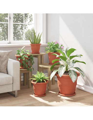 Vaso Rotondo per Fiori 6 pcs Rosso Mattone Ø 26 x 21.5 cm