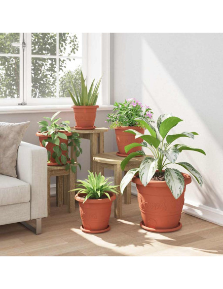 Vaso Rotondo per Fiori 6 pcs Rosso Mattone Ø 26 x 21.5 cm