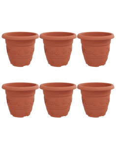 Vaso Rotondo per Fiori 6 pcs Rosso Mattone Ø 26 x 21.5 cm 2