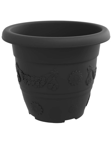 Vaso Rotondo per Fiori 6 pcs Nero Ø 26 x 21.5 cm Plastica