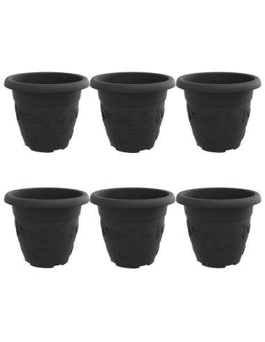 Vaso Rotondo per Fiori 6 pcs Nero Ø 26 x 21.5 cm Plastica